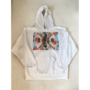 White with floral patch hoodie